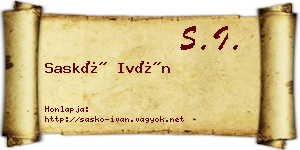 Saskó Iván névjegykártya